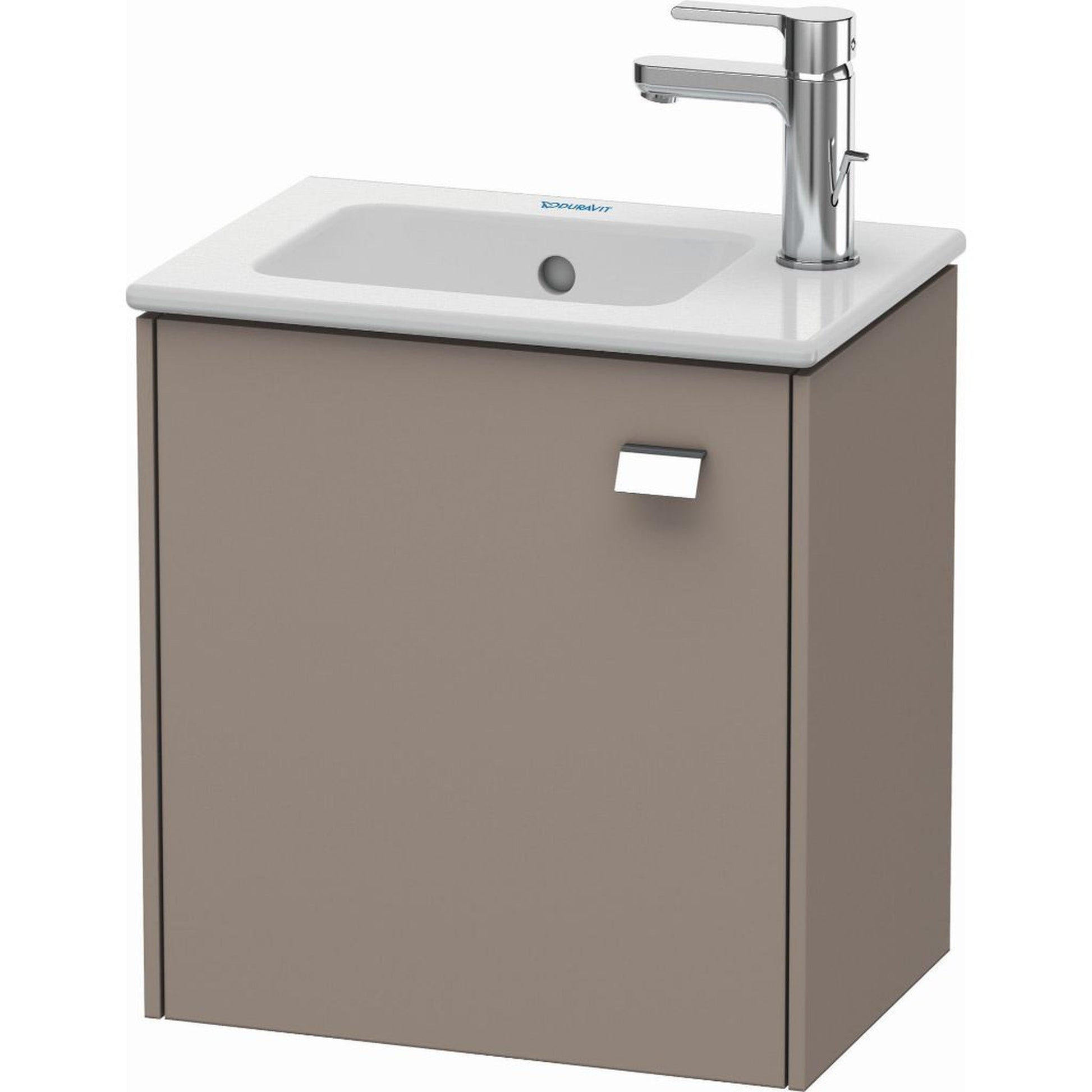 Duravit Brioso 17" x 17" x 11" Wall-Mount Vanity Unit With Left Hinge One Door Cabinet in Basalt Matt and Chrome Handle