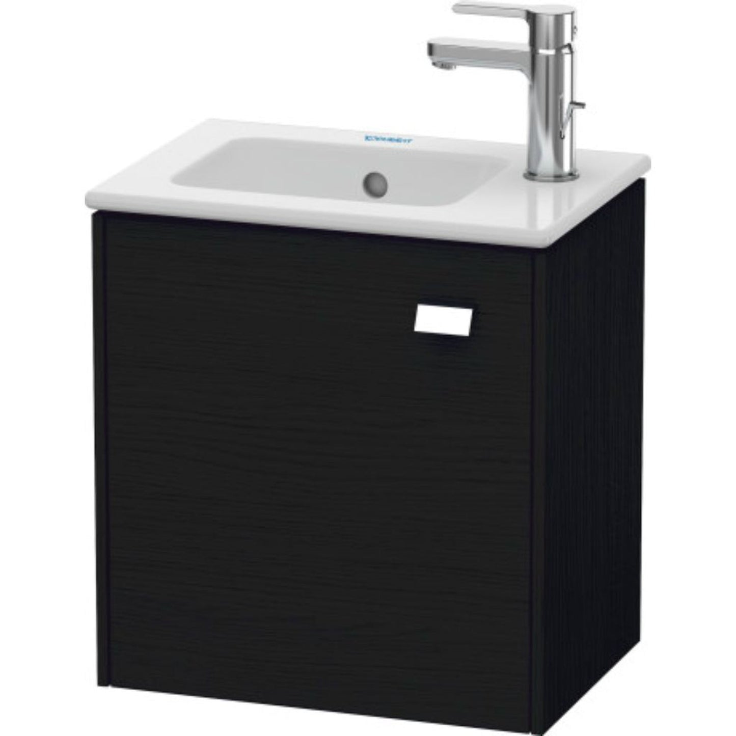 Duravit Brioso 17" x 17" x 11" Wall-Mount Vanity Unit With Left Hinge One Door Cabinet in Black Oak and Chrome Handle