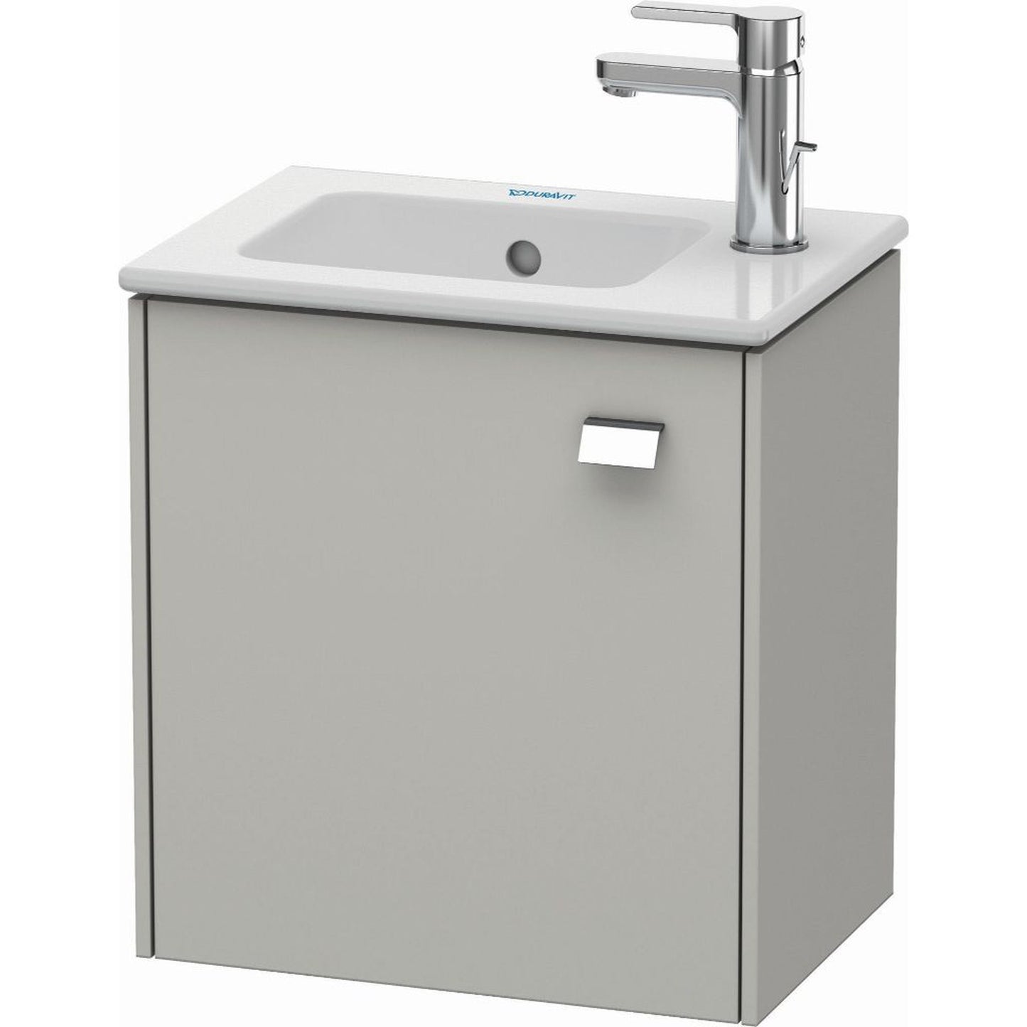 Duravit Brioso 17" x 17" x 11" Wall-Mount Vanity Unit With Left Hinge One Door Cabinet in Concrete Grey Matt and Chrome Handle