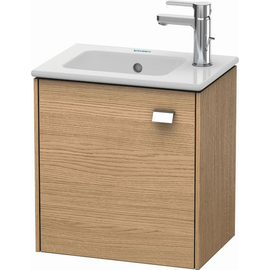 Duravit Brioso 17" x 17" x 11" Wall-Mount Vanity Unit With Left Hinge One Door Cabinet in European Oak and Chrome Handle