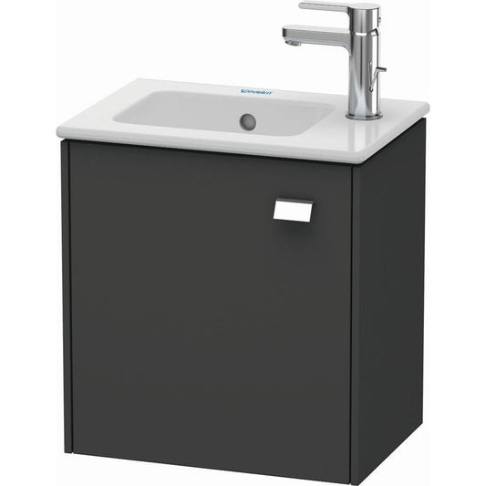 Duravit Brioso 17" x 17" x 11" Wall-Mount Vanity Unit With Left Hinge One Door Cabinet in Graphite Matt and Chrome Handle