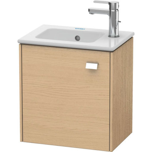 Duravit Brioso 17" x 17" x 11" Wall-Mount Vanity Unit With Left Hinge One Door Cabinet in Natural Oak and Chrome Handle