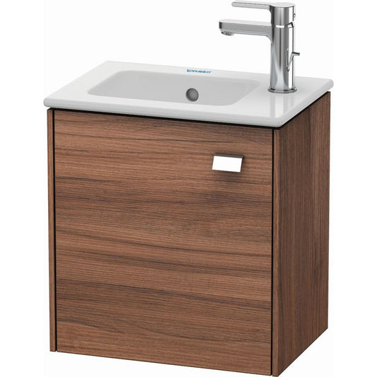 Duravit Brioso 17" x 17" x 11" Wall-Mount Vanity Unit With Left Hinge One Door Cabinet in Natural Walnut and Chrome Handle