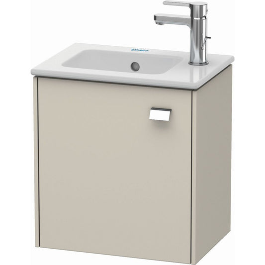 Duravit Brioso 17" x 17" x 11" Wall-Mount Vanity Unit With Left Hinge One Door Cabinet in Taupe and Chrome Handle