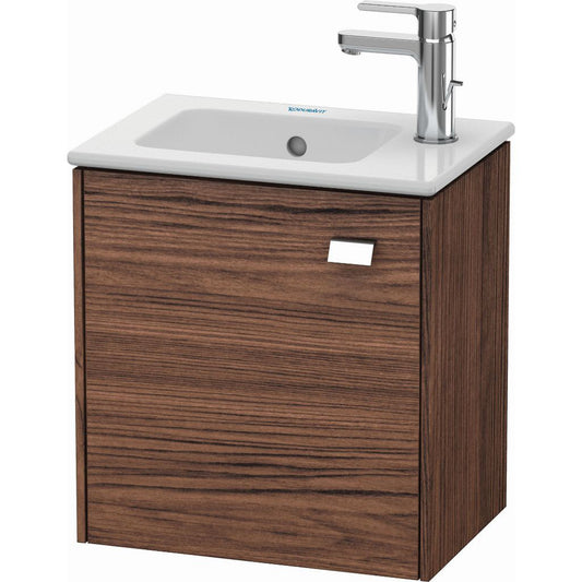 Duravit Brioso 17" x 17" x 11" Wall-Mount Vanity Unit With Left Hinge One Door Cabinet in Walnut Dark and Chrome Handle