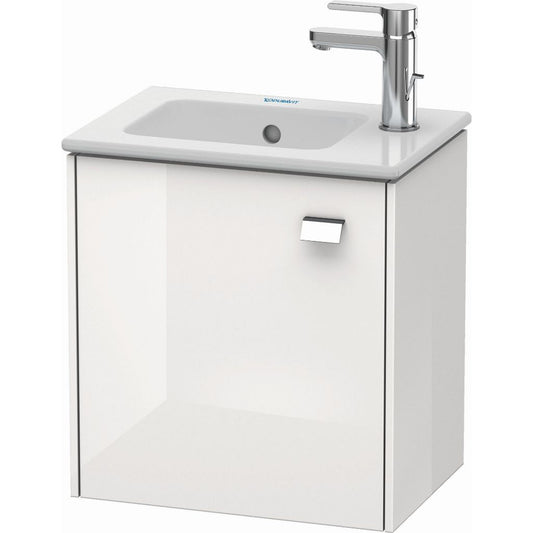 Duravit Brioso 17" x 17" x 11" Wall-Mount Vanity Unit With Left Hinge One Door Cabinet in White High Gloss and Chrome Handle