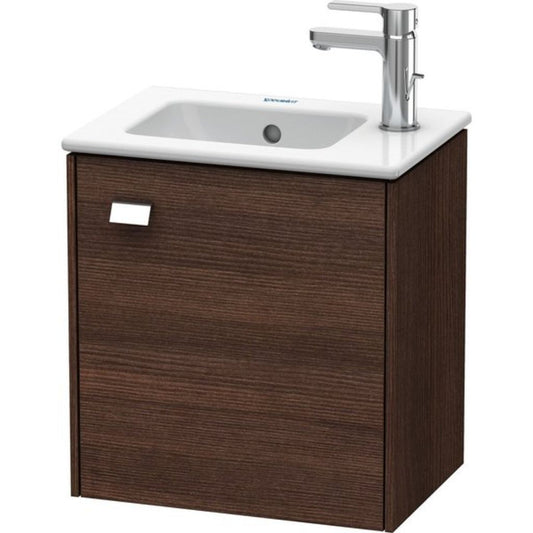 Duravit Brioso 17" x 17" x 11" Wall-Mount Vanity Unit With Right Hinge One Door Cabinet in Chestnut Dark and Chrome Handle