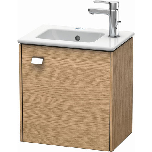 Duravit Brioso 17" x 17" x 11" Wall-Mount Vanity Unit With Right Hinge One Door Cabinet in European Oak and Chrome Handle