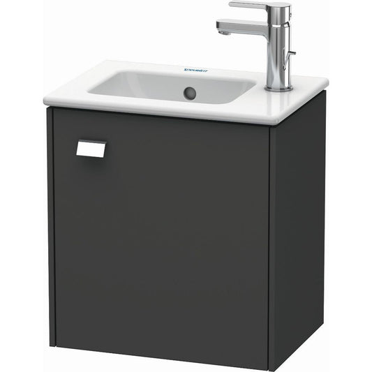 Duravit Brioso 17" x 17" x 11" Wall-Mount Vanity Unit With Right Hinge One Door Cabinet in Graphite Matt and Chrome Handle
