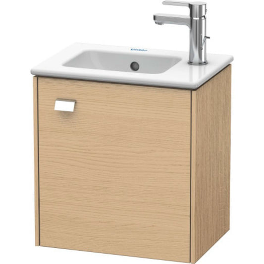 Duravit Brioso 17" x 17" x 11" Wall-Mount Vanity Unit With Right Hinge One Door Cabinet in Natural Oak and Chrome Handle