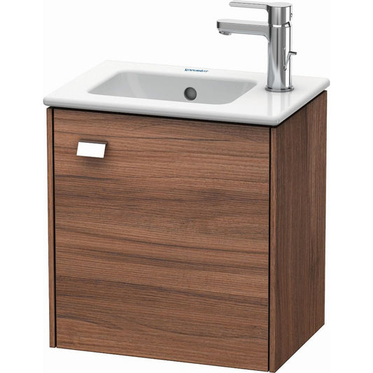 Duravit Brioso 17" x 17" x 11" Wall-Mount Vanity Unit With Right Hinge One Door Cabinet in Natural Walnut and Chrome Handle