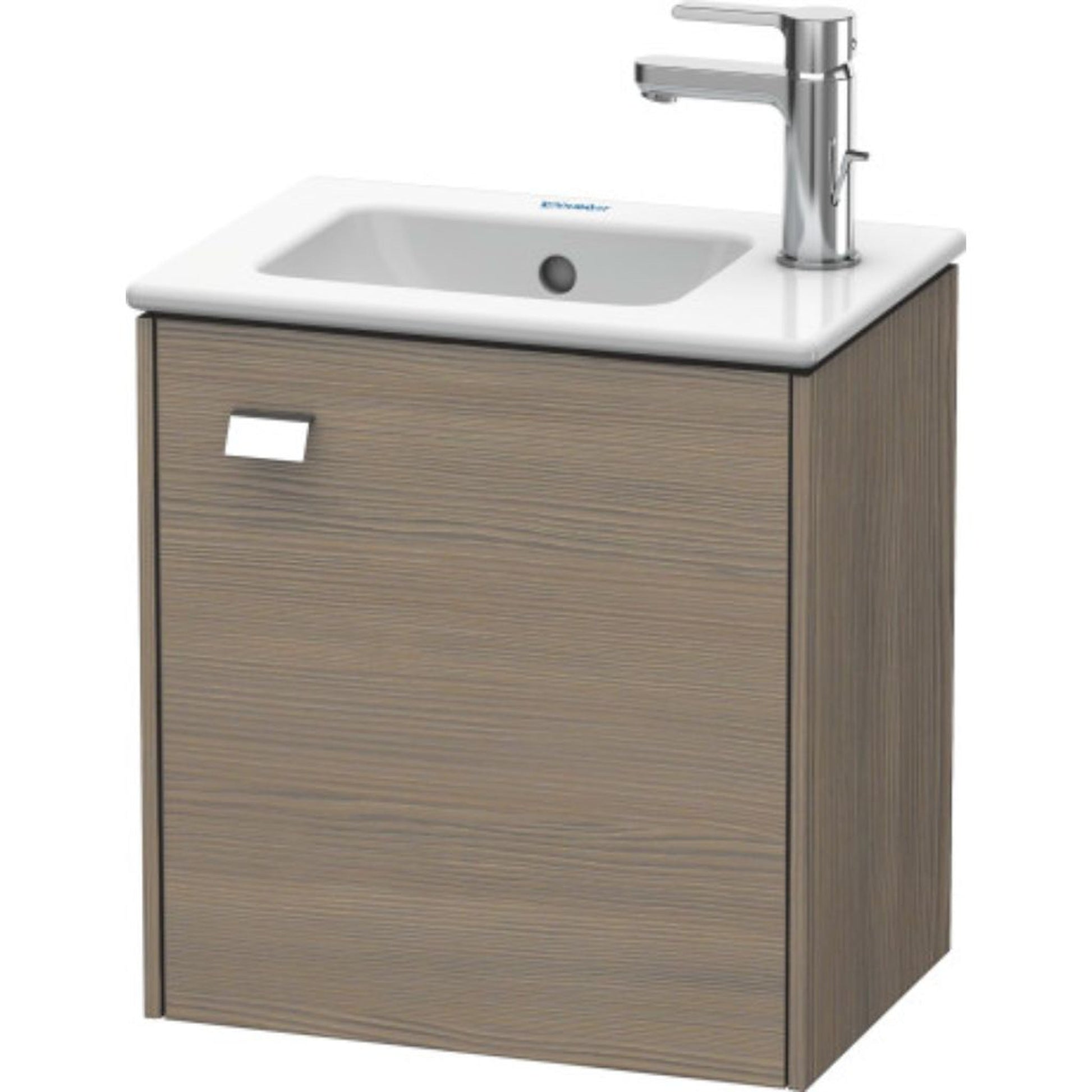 Duravit Brioso 17" x 17" x 11" Wall-Mount Vanity Unit With Right Hinge One Door Cabinet in Oak Terra and Chrome Handle