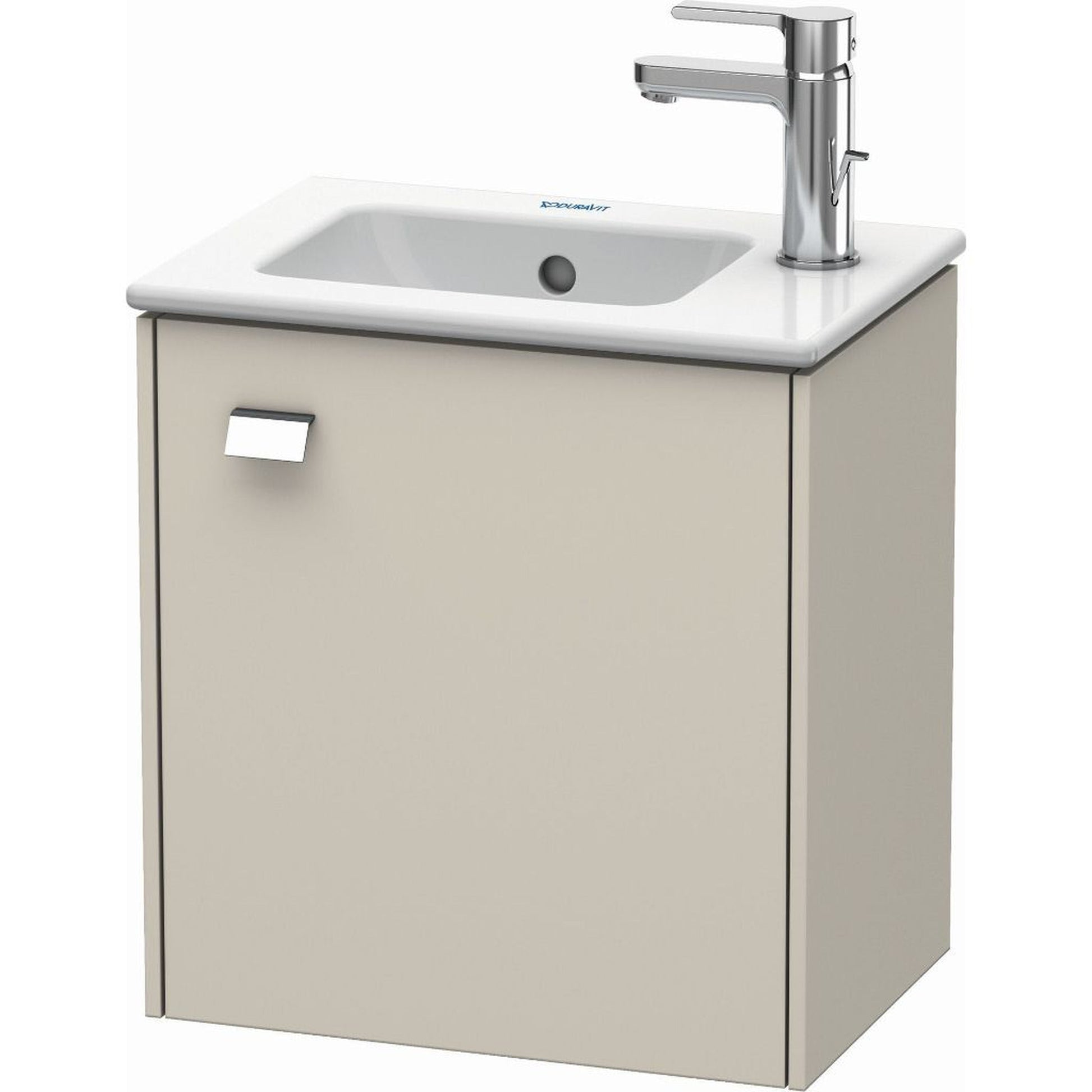 Duravit Brioso 17" x 17" x 11" Wall-Mount Vanity Unit With Right Hinge One Door Cabinet in Taupe and Chrome Handle
