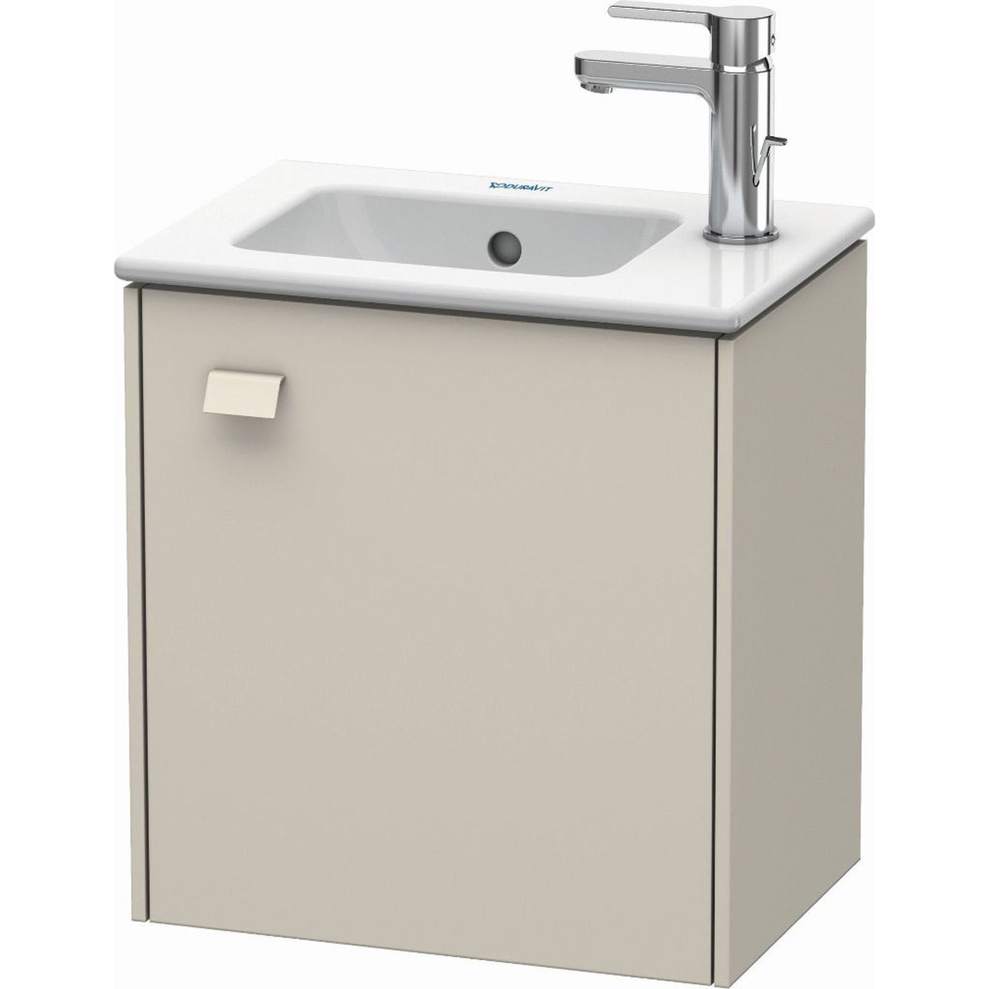 Duravit Brioso 17" x 17" x 11" Wall-Mount Vanity Unit With Right Hinge One Door Cabinet in Taupe
