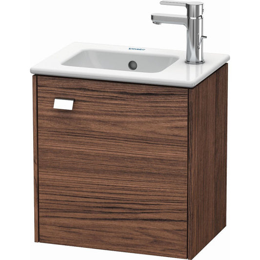 Duravit Brioso 17" x 17" x 11" Wall-Mount Vanity Unit With Right Hinge One Door Cabinet in Walnut Dark and Chrome Handle