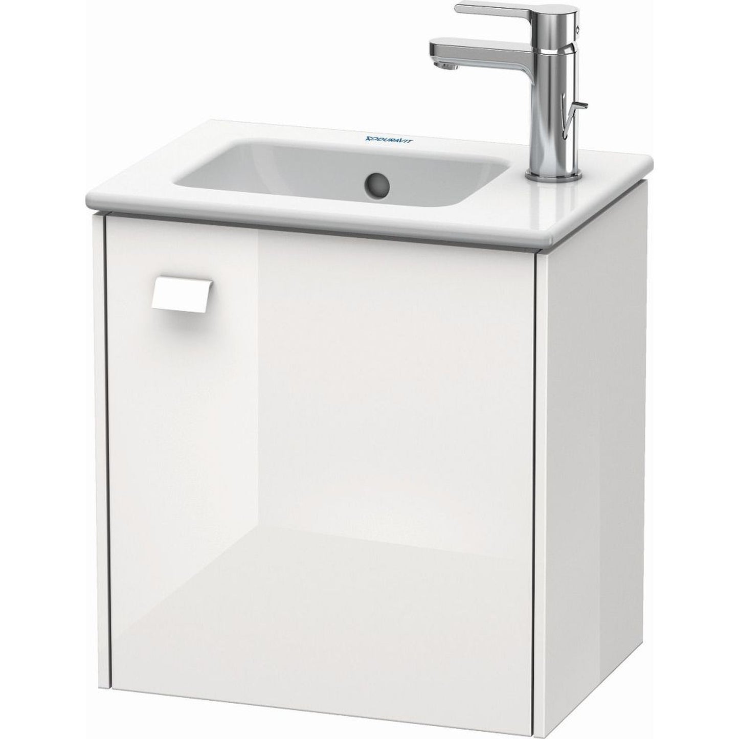 Duravit Brioso 17" x 17" x 11" Wall-Mount Vanity Unit With Right Hinge One Door Cabinet in White High Gloss