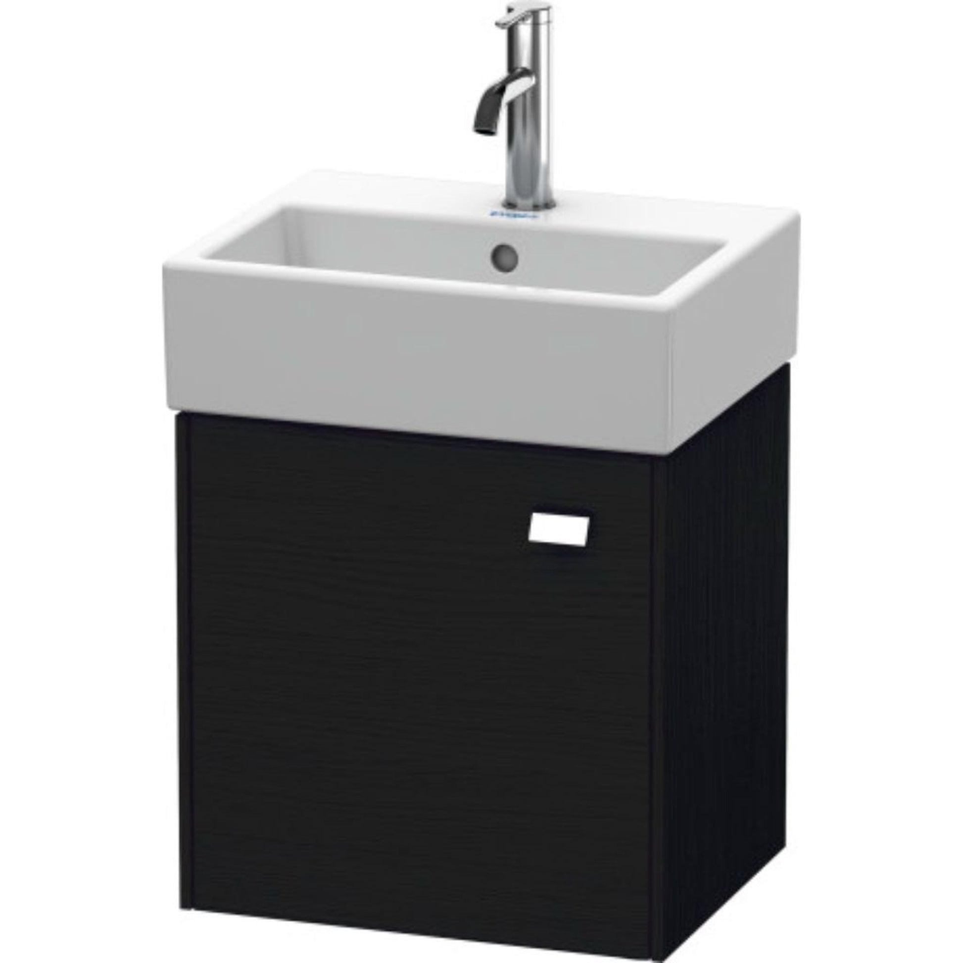 Duravit Brioso 17" x 17" x 13" Wall-Mount Vanity Unit With Left Hinge One Door Cabinet in Black Oak and Chrome Handle