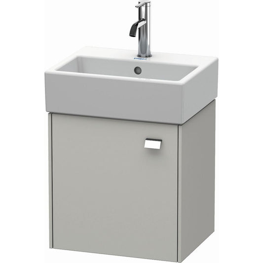 Duravit Brioso 17" x 17" x 13" Wall-Mount Vanity Unit With Left Hinge One Door Cabinet in Concrete Grey Matt and Chrome Handle