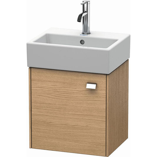 Duravit Brioso 17" x 17" x 13" Wall-Mount Vanity Unit With Left Hinge One Door Cabinet in European Oak and Chrome Handle