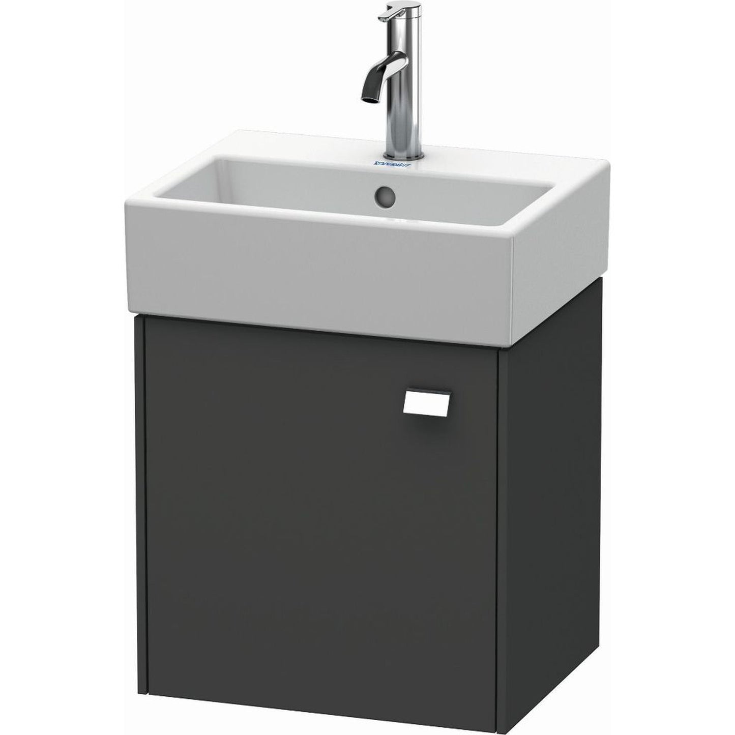 Duravit Brioso 17" x 17" x 13" Wall-Mount Vanity Unit With Left Hinge One Door Cabinet in Graphite Matt and Chrome Handle
