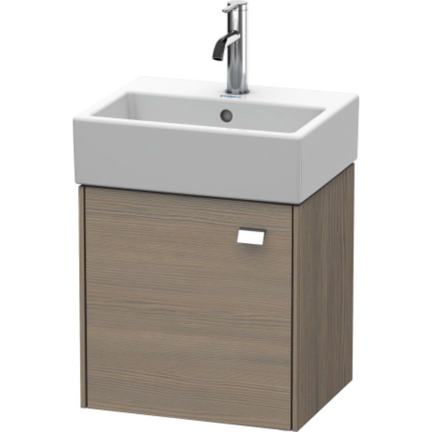 Duravit Brioso 17" x 17" x 13" Wall-Mount Vanity Unit With Left Hinge One Door Cabinet in Oak Terra and Chrome Handle