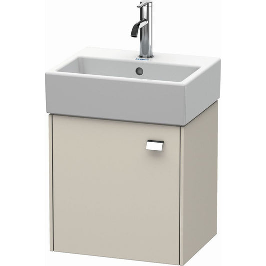 Duravit Brioso 17" x 17" x 13" Wall-Mount Vanity Unit With Left Hinge One Door Cabinet in Taupe and Chrome Handle