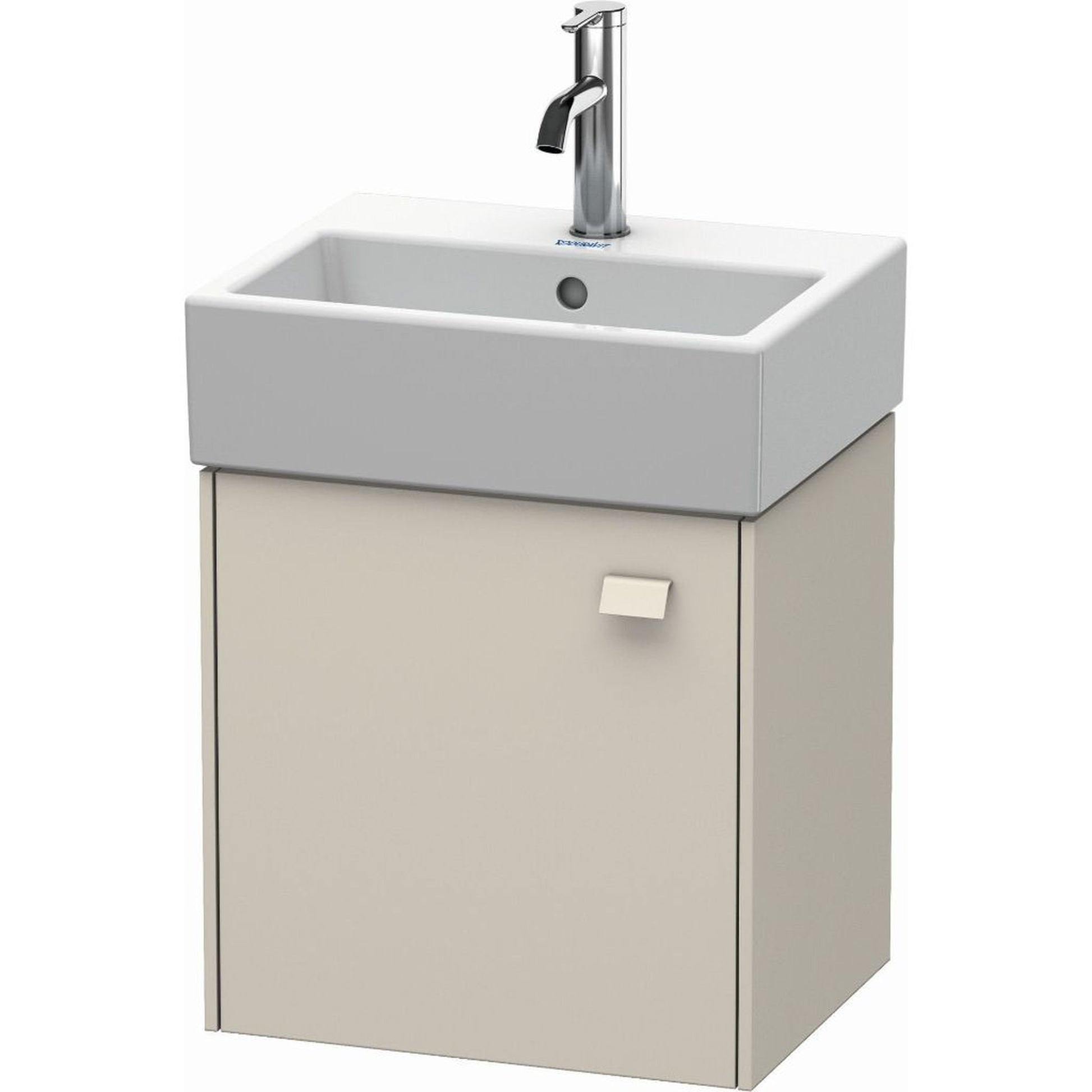 Duravit Brioso 17" x 17" x 13" Wall-Mount Vanity Unit With Left Hinge One Door Cabinet in Taupe