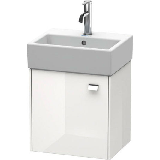 Duravit Brioso 17" x 17" x 13" Wall-Mount Vanity Unit With Left Hinge One Door Cabinet in White High Gloss and Chrome Handle
