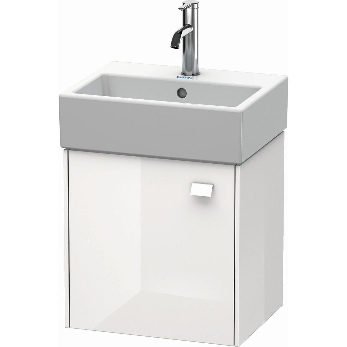 Duravit Brioso 17" x 17" x 13" Wall-Mount Vanity Unit With Left Hinge One Door Cabinet in White High Gloss
