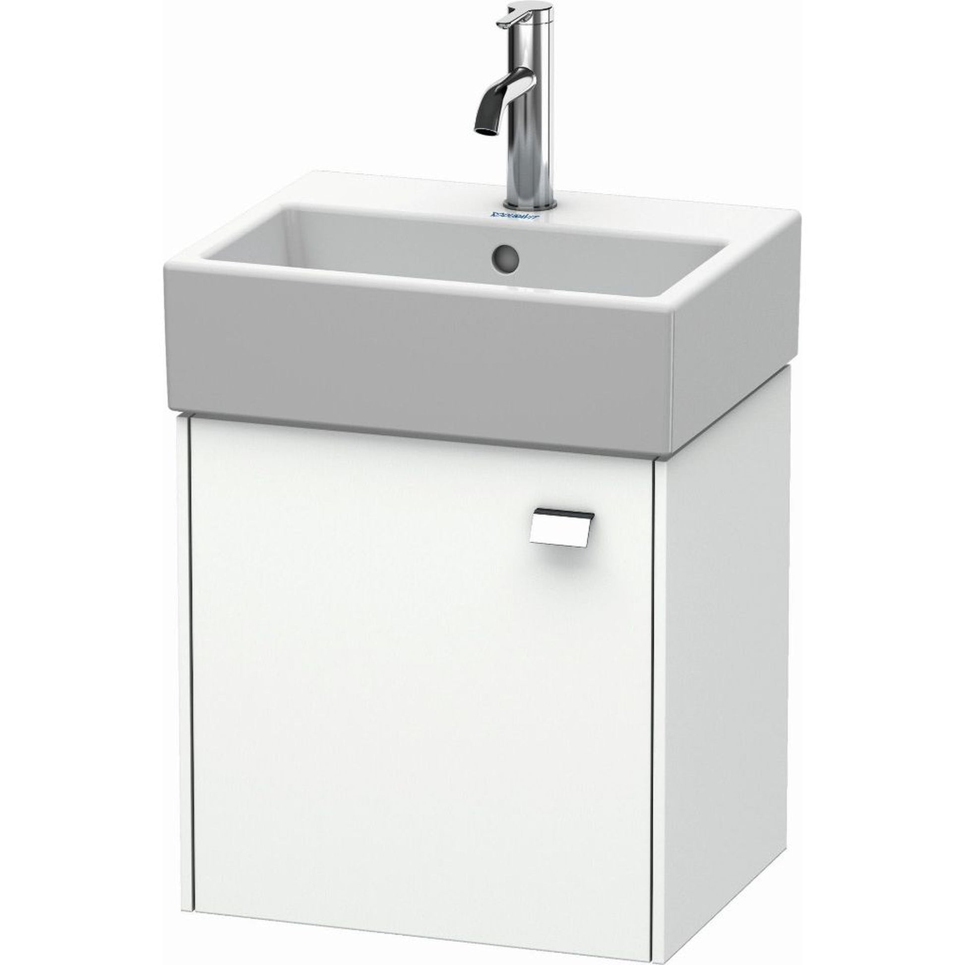 Duravit Brioso 17" x 17" x 13" Wall-Mount Vanity Unit With Left Hinge One Door Cabinet in White Matt and Chrome Handle
