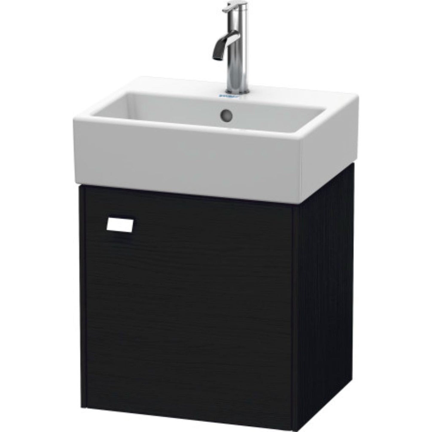 Duravit Brioso 17" x 17" x 13" Wall-Mount Vanity Unit With Right Hinge One Door Cabinet in Black Oak and Chrome Handle