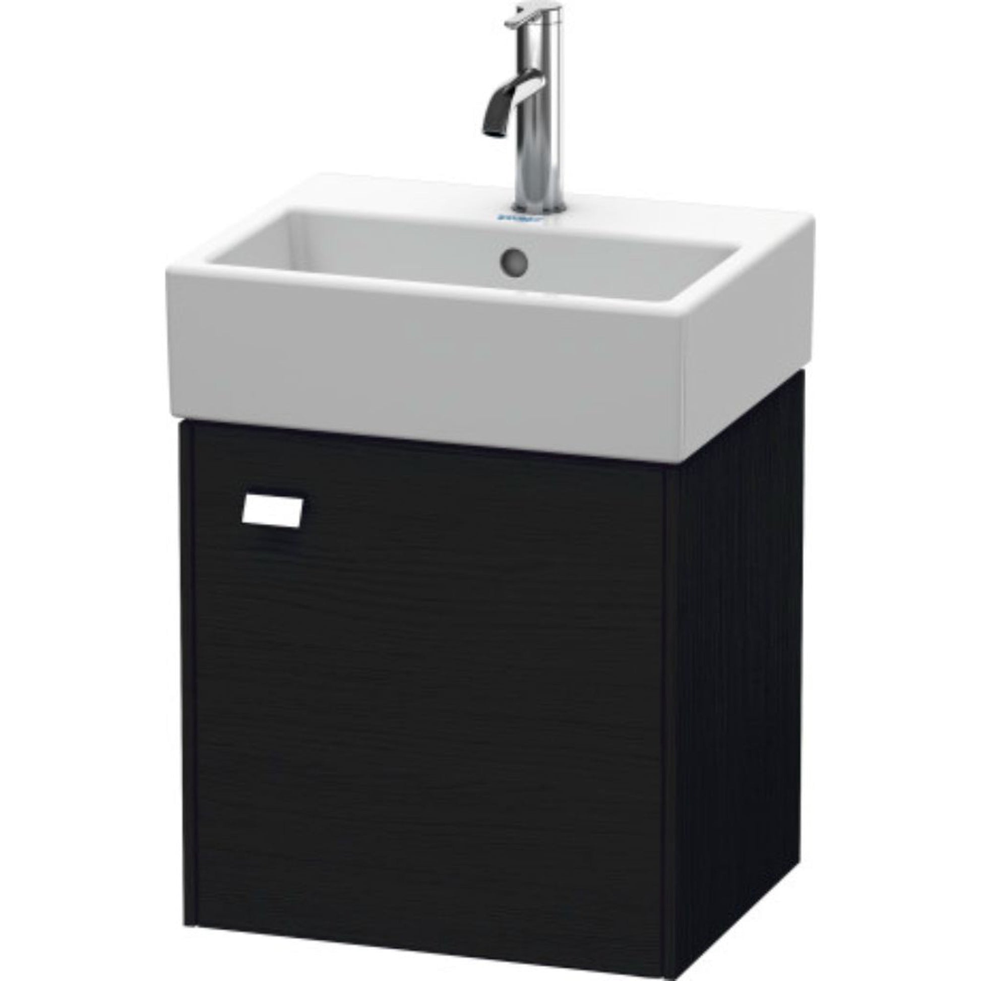 Duravit Brioso 17" x 17" x 13" Wall-Mount Vanity Unit With Right Hinge One Door Cabinet in Black Oak and Chrome Handle