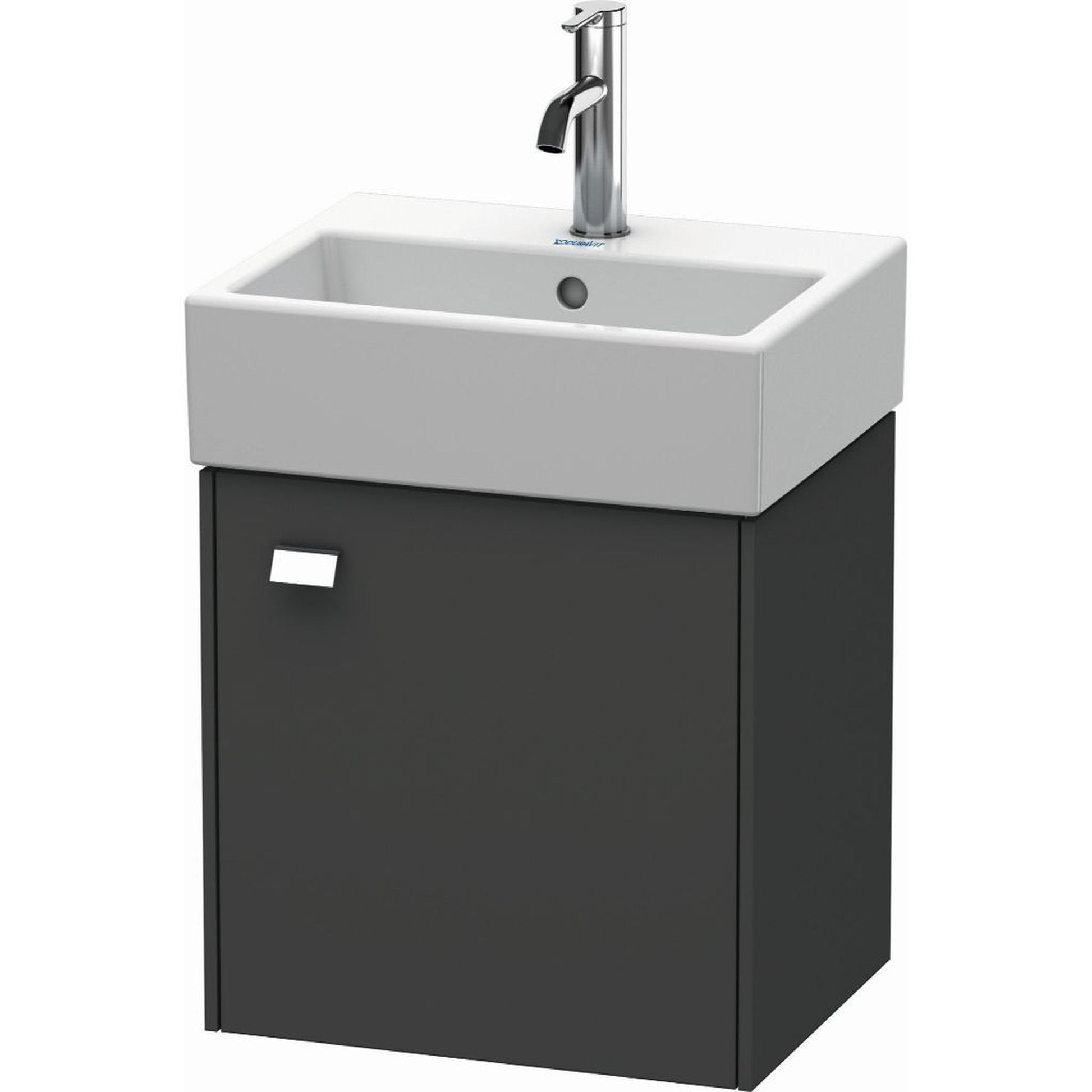 Duravit Brioso 17" x 17" x 13" Wall-Mount Vanity Unit With Right Hinge One Door Cabinet in Graphite Matt and Chrome Handle