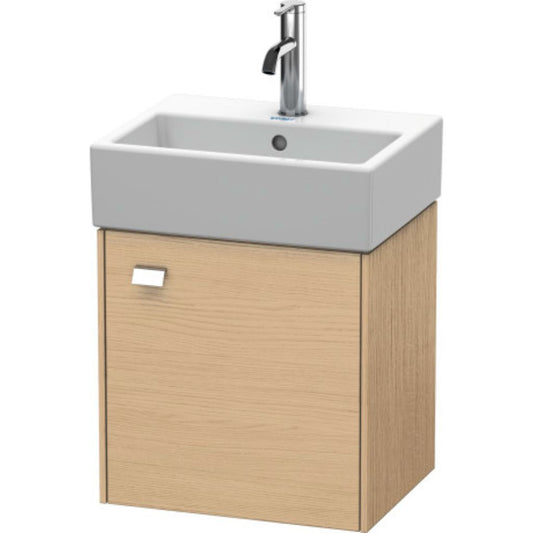 Duravit Brioso 17" x 17" x 13" Wall-Mount Vanity Unit With Right Hinge One Door Cabinet in Natural Oak and Chrome Handle