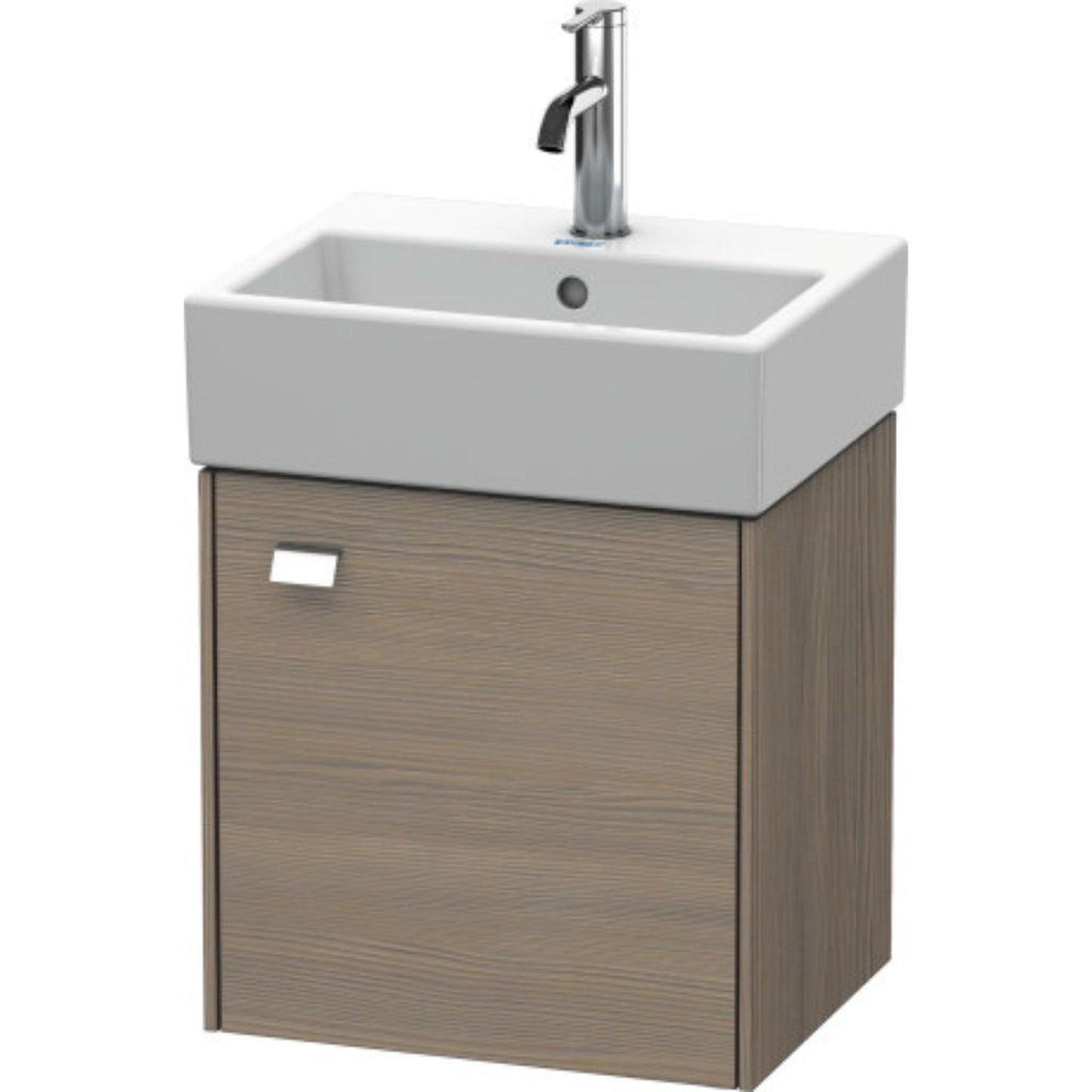 Duravit Brioso 17" x 17" x 13" Wall-Mount Vanity Unit With Right Hinge One Door Cabinet in Oak Terra and Chrome Handle