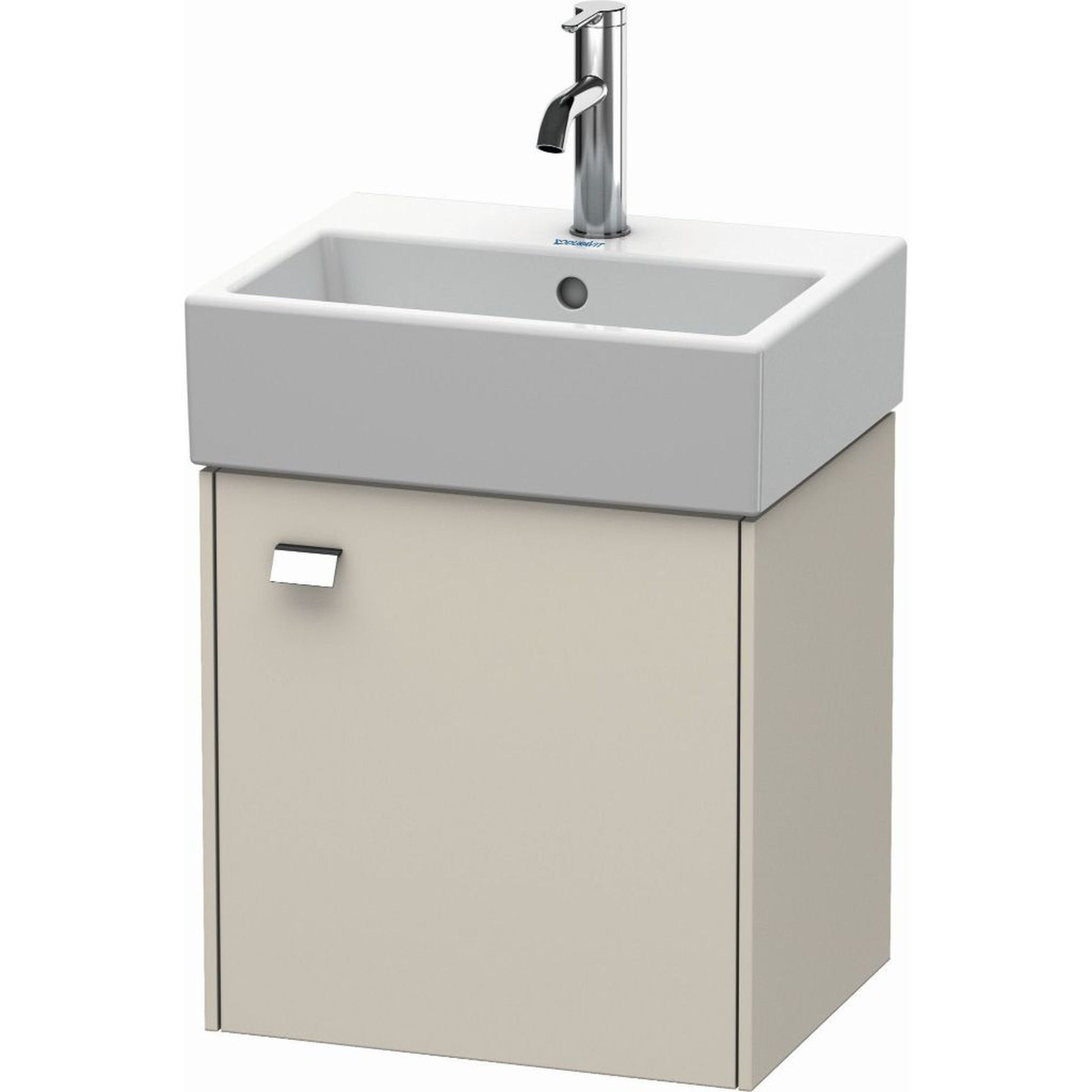Duravit Brioso 17" x 17" x 13" Wall-Mount Vanity Unit With Right Hinge One Door Cabinet in Taupe and Chrome Handle