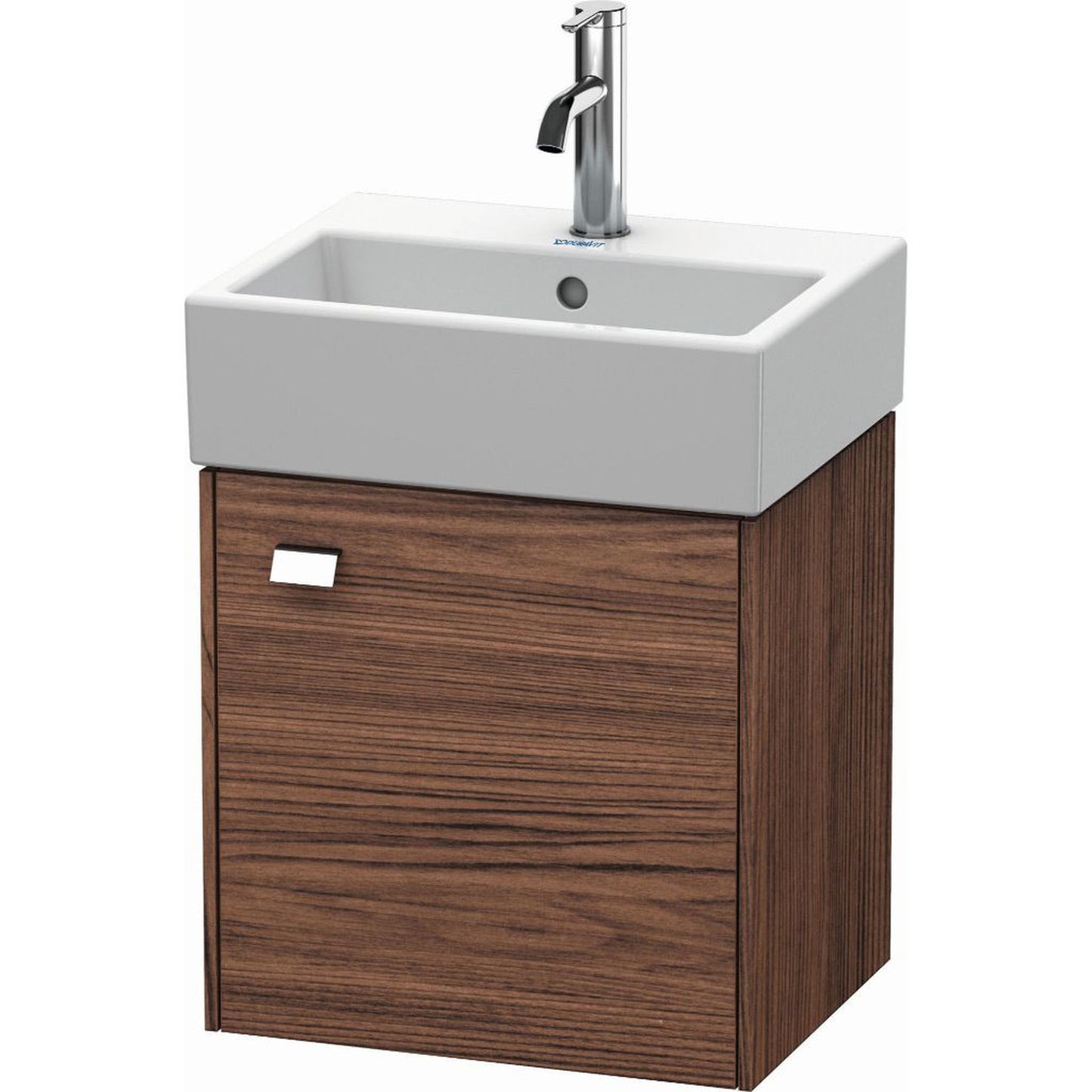 Duravit Brioso 17" x 17" x 13" Wall-Mount Vanity Unit With Right Hinge One Door Cabinet in Walnut Dark and Chrome Handle