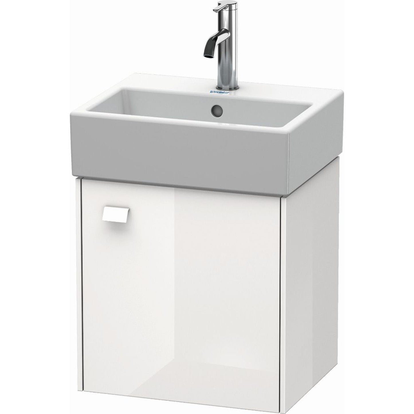 Duravit Brioso 17" x 17" x 13" Wall-Mount Vanity Unit With Right Hinge One Door Cabinet in White High Gloss
