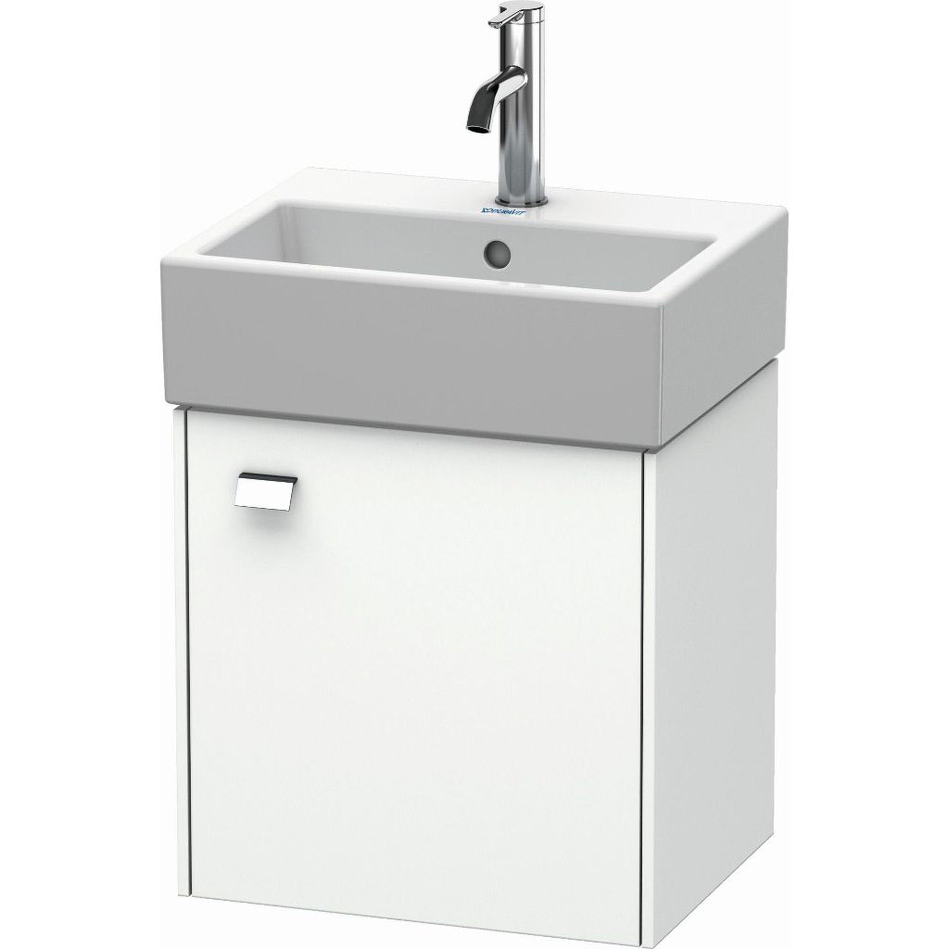 Duravit Brioso 17" x 17" x 13" Wall-Mount Vanity Unit With Right Hinge One Door Cabinet in White Matt and Chrome Handle