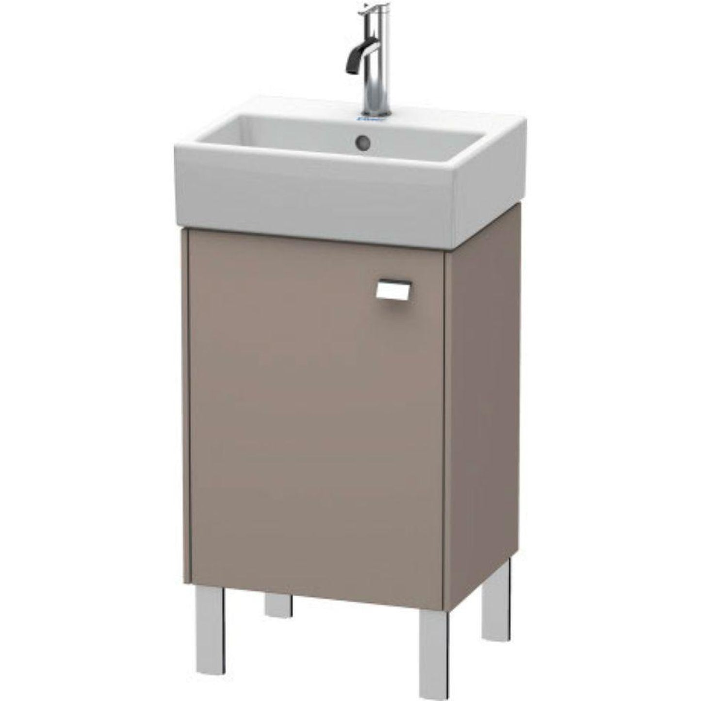 Duravit Brioso 17" x 22" x 13" Floor Standing Vanity Unit With Left Hinge One Door Cabinet in Basalt Matt and Chrome Handle