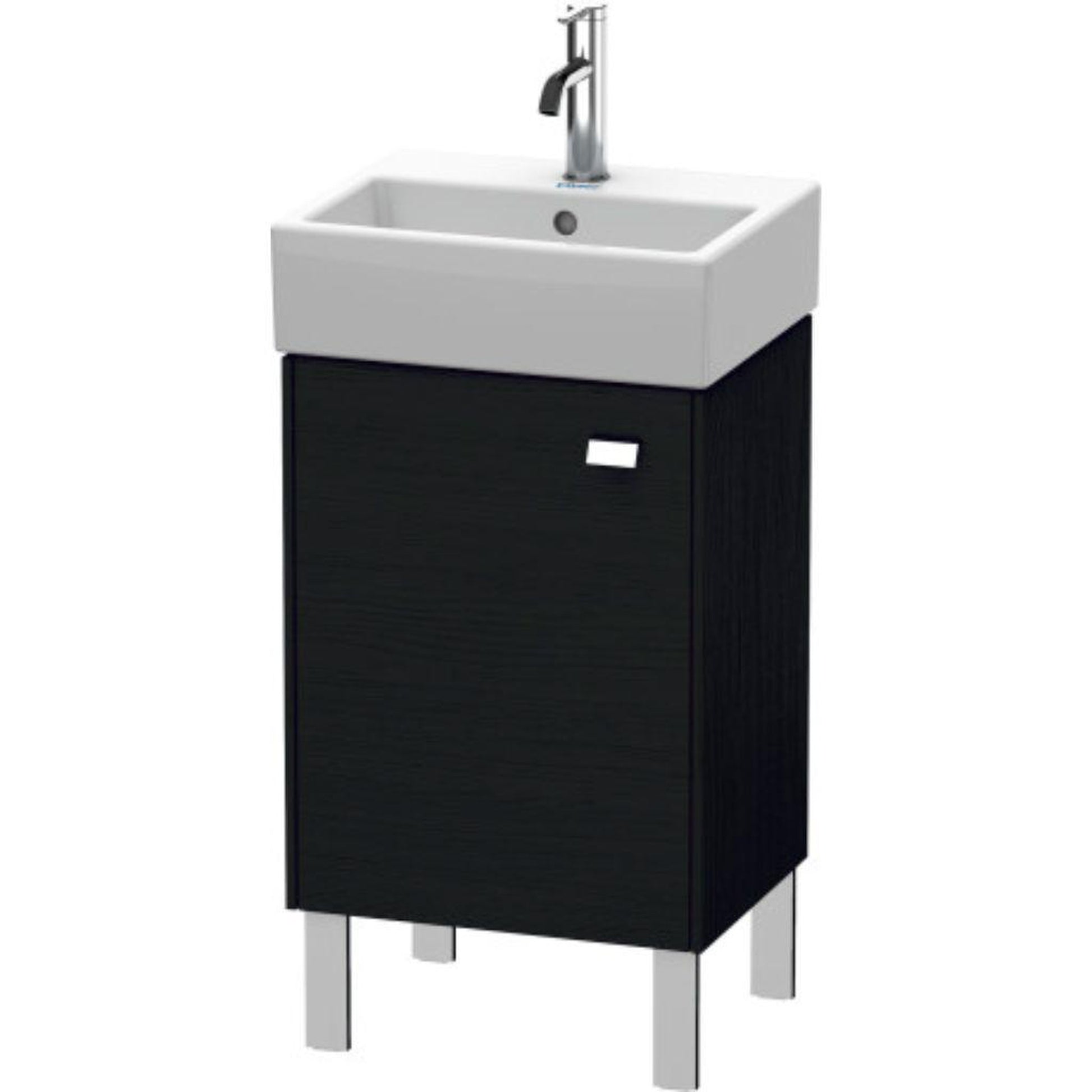 Duravit Brioso 17" x 22" x 13" Floor Standing Vanity Unit With Left Hinge One Door Cabinet in Black Oak and Chrome Handle