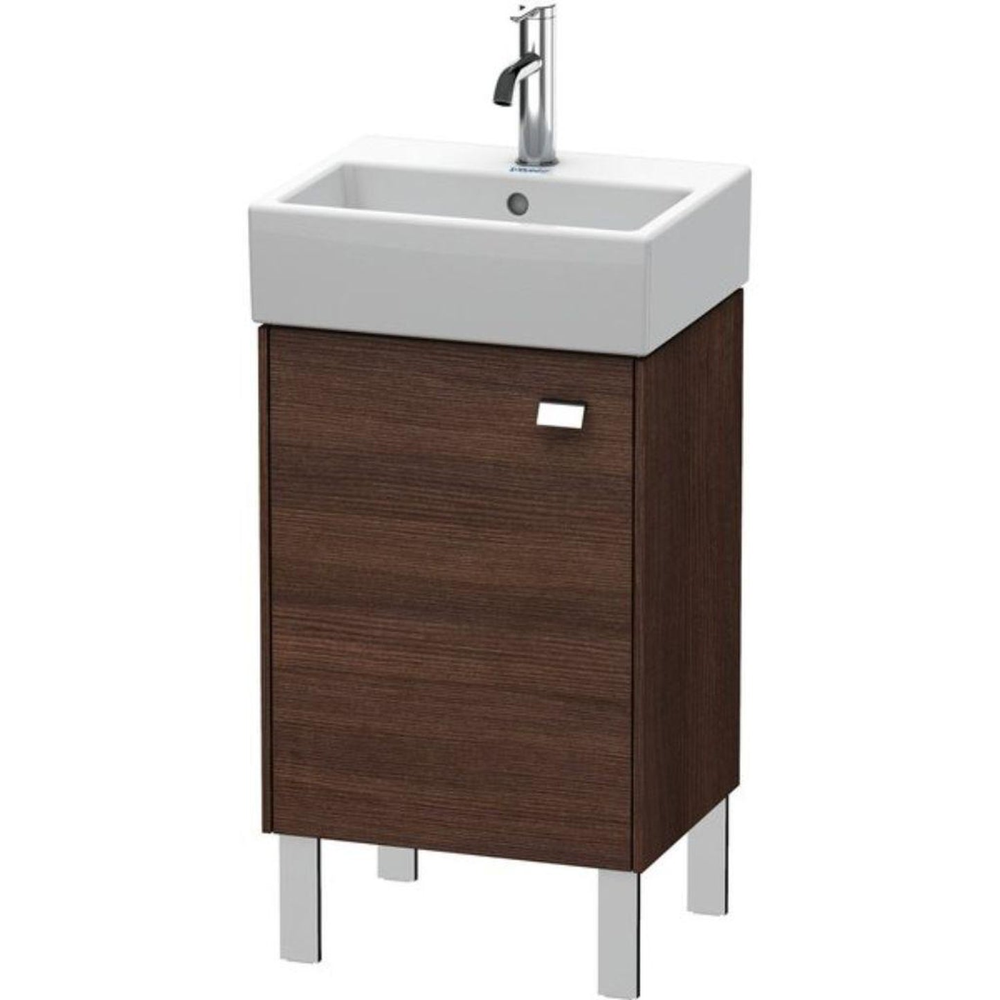 Duravit Brioso 17" x 22" x 13" Floor Standing Vanity Unit With Left Hinge One Door Cabinet in Chestnut Dark and Chrome Handle