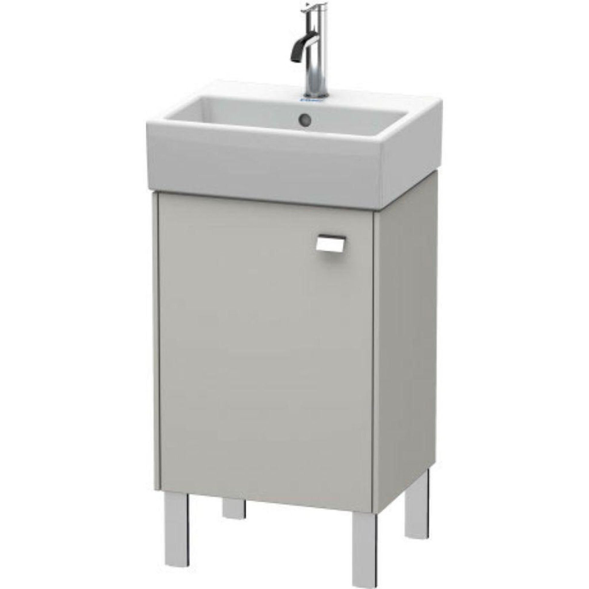 Duravit Brioso 17" x 22" x 13" Floor Standing Vanity Unit With Left Hinge One Door Cabinet in Concrete Grey Matt and Chrome Handle