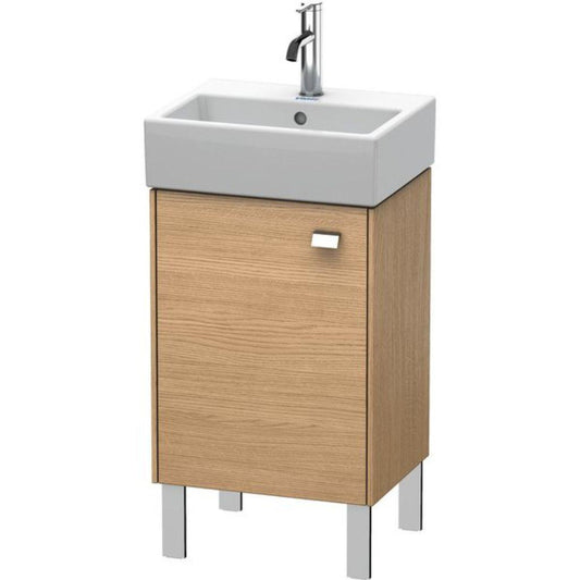 Duravit Brioso 17" x 22" x 13" Floor Standing Vanity Unit With Left Hinge One Door Cabinet in European Oak and Chrome Handle
