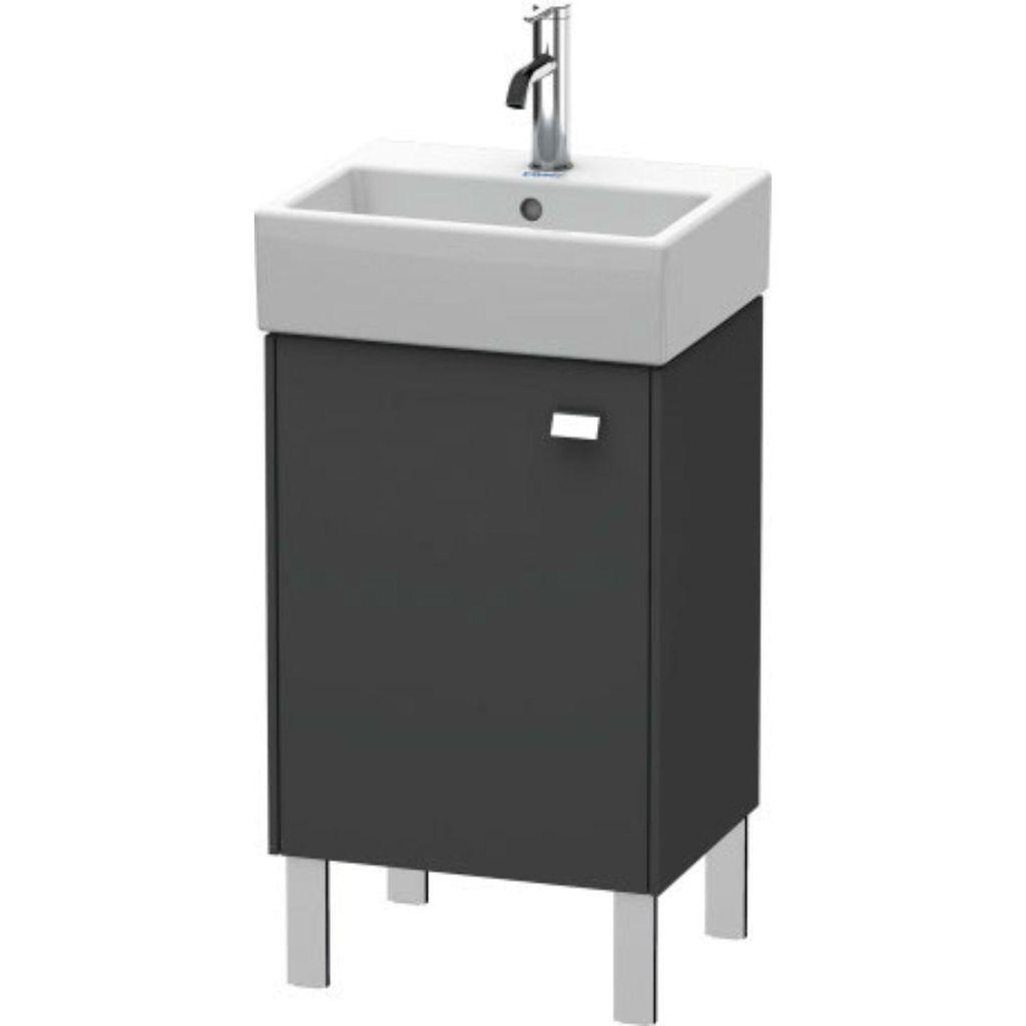 Duravit Brioso 17" x 22" x 13" Floor Standing Vanity Unit With Left Hinge One Door Cabinet in Graphite Matt and Chrome Handle
