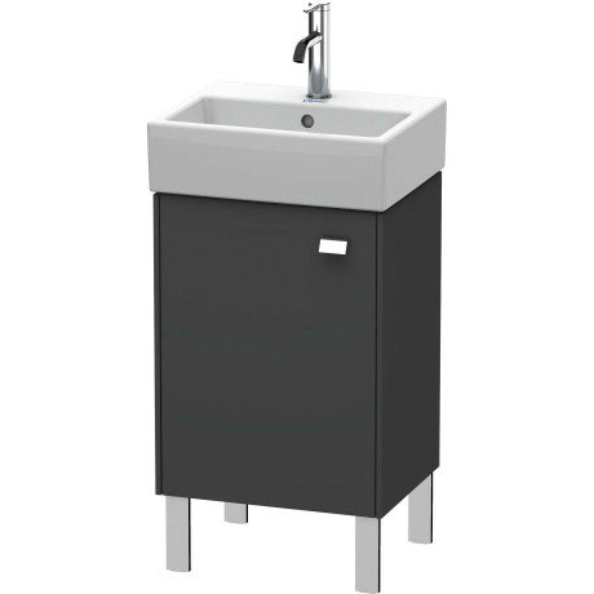 Duravit Brioso 17" x 22" x 13" Floor Standing Vanity Unit With Left Hinge One Door Cabinet in Graphite Matt and Chrome Handle
