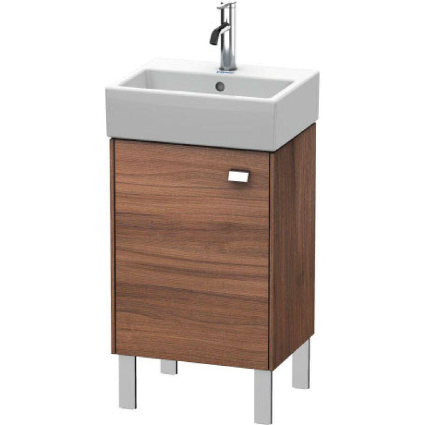 Duravit Brioso 17" x 22" x 13" Floor Standing Vanity Unit With Left Hinge One Door Cabinet in Natural Walnut and Chrome Handle