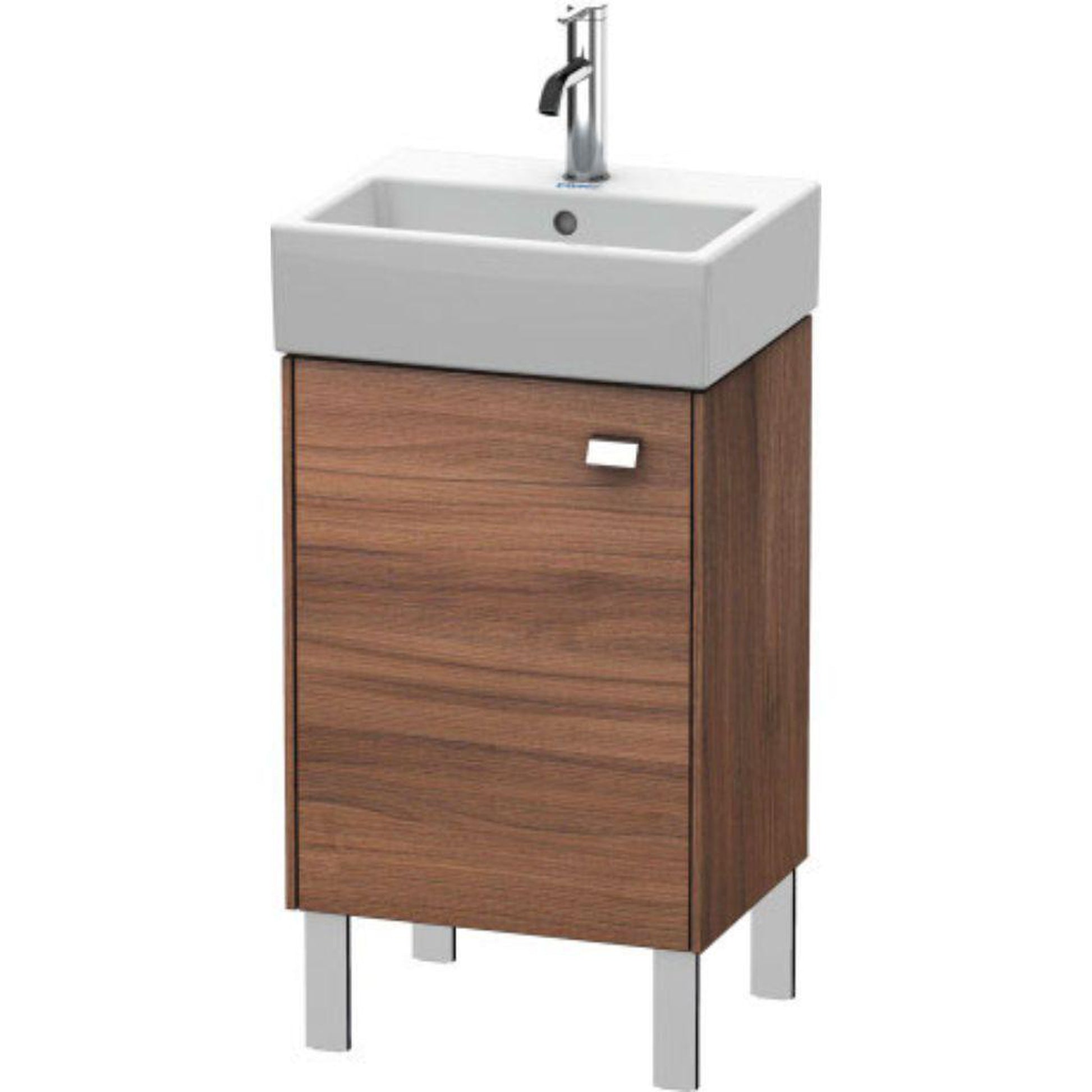 Duravit Brioso 17" x 22" x 13" Floor Standing Vanity Unit With Left Hinge One Door Cabinet in Natural Walnut and Chrome Handle