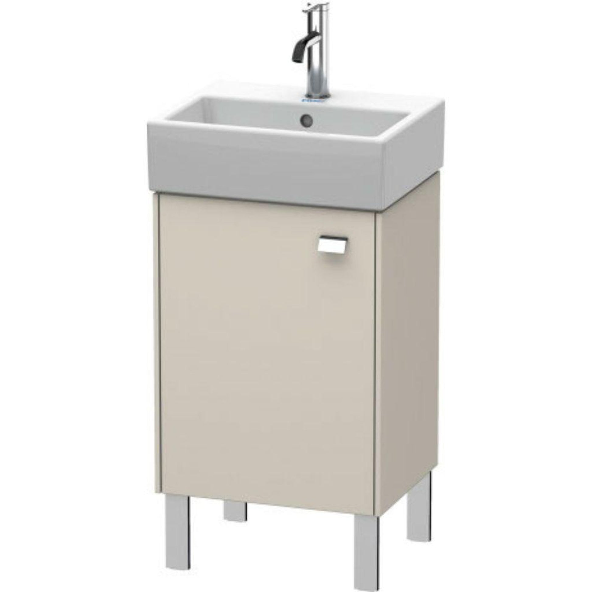 Duravit Brioso 17" x 22" x 13" Floor Standing Vanity Unit With Left Hinge One Door Cabinet in Taupe and Chrome Handle