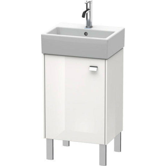 Duravit Brioso 17" x 22" x 13" Floor Standing Vanity Unit With Left Hinge One Door Cabinet in White High Gloss and Chrome Handle